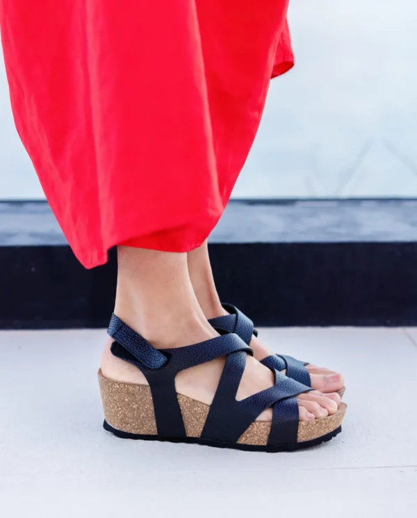 Yokono Sandalia Cuña Bari 303 Negro | Mujer Sandalias De Cuña