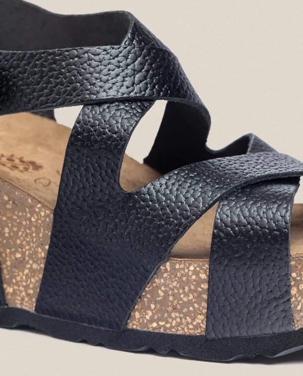 Yokono Sandalia Cuña Bari 303 Negro | Mujer Sandalias De Cuña