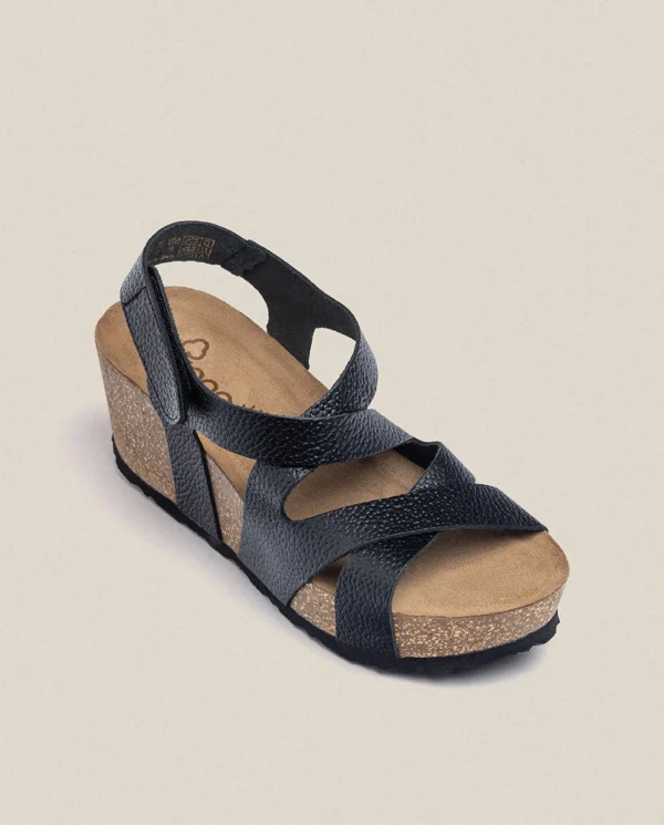 Yokono Sandalia Cuña Bari 303 Negro | Mujer Sandalias De Cuña