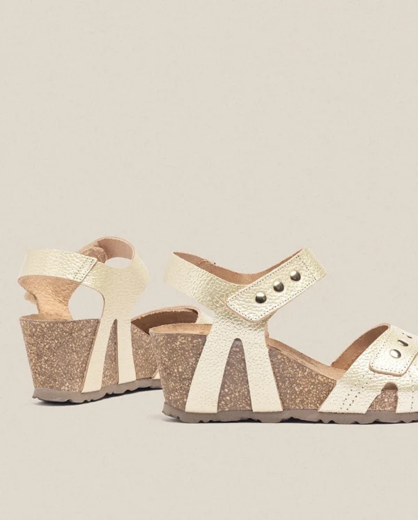 Yokono Sandalia Cuña Cadiz 303 Dorado | Mujer Sandalias De Cuña