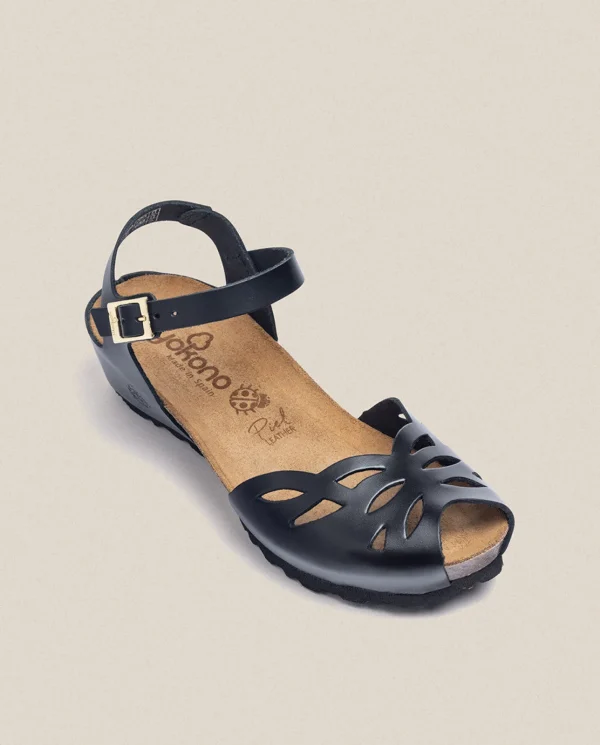 Yokono Sandalia De Cuña Monaco 003 Negro | Mujer Sandalias De Cuña