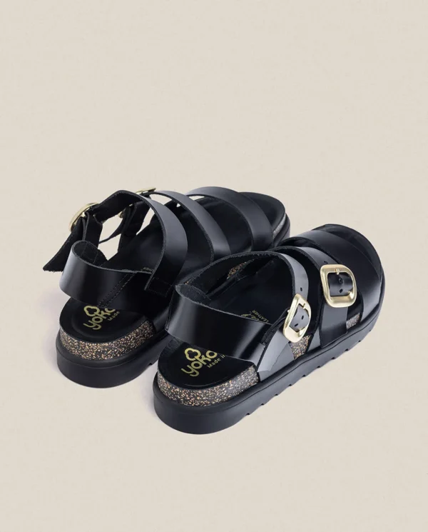 Yokono Sandalia De Plataforma Tunez 127 Negro | Mujer Sandalias De Plataforma